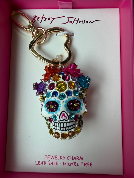 Betsey Johnson Other - Betsey Johnson White Sugar Skull Keychain with Multicolor Crystals